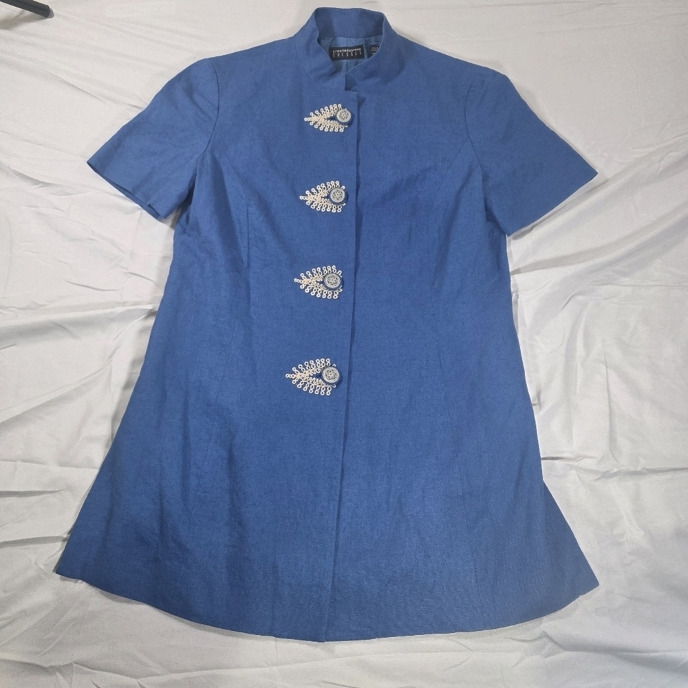 Liz Claiborne Royal Blue Mini Dress with Embellished Buttons